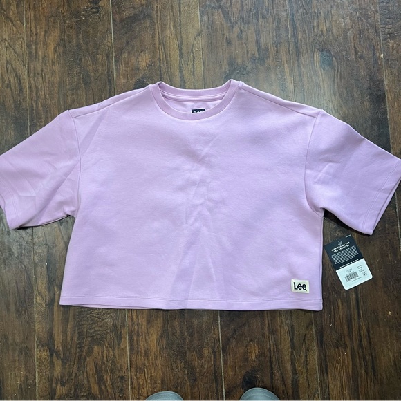 NWT Lee Cropped Oversized Sweatshirt Top Sugar Lilac Purple Size XS - Picture 2 of 8